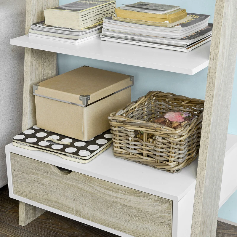 SoBuy FRG112-WN Bibliothèque Étagère de Rangement 5 étagères avec 1 tiroir modern