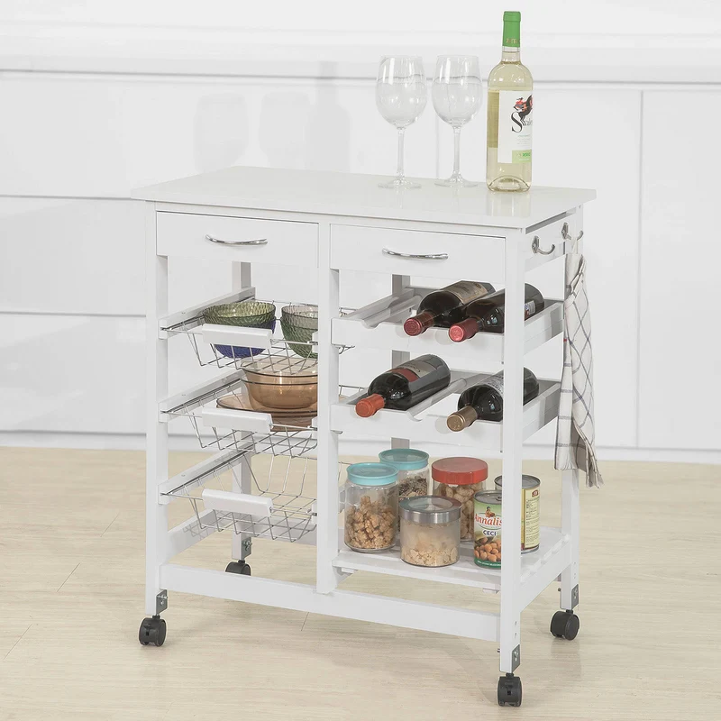 SoBuy FKW78-W Chariot de Service Desserte de Cuisine à roulettes Rangement