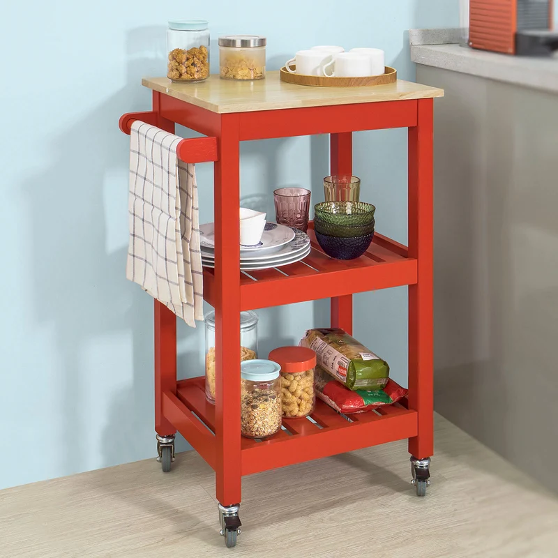 SoBuy FKW67-R Chariot de Service Desserte à roulettes Table Roulante Cuisine