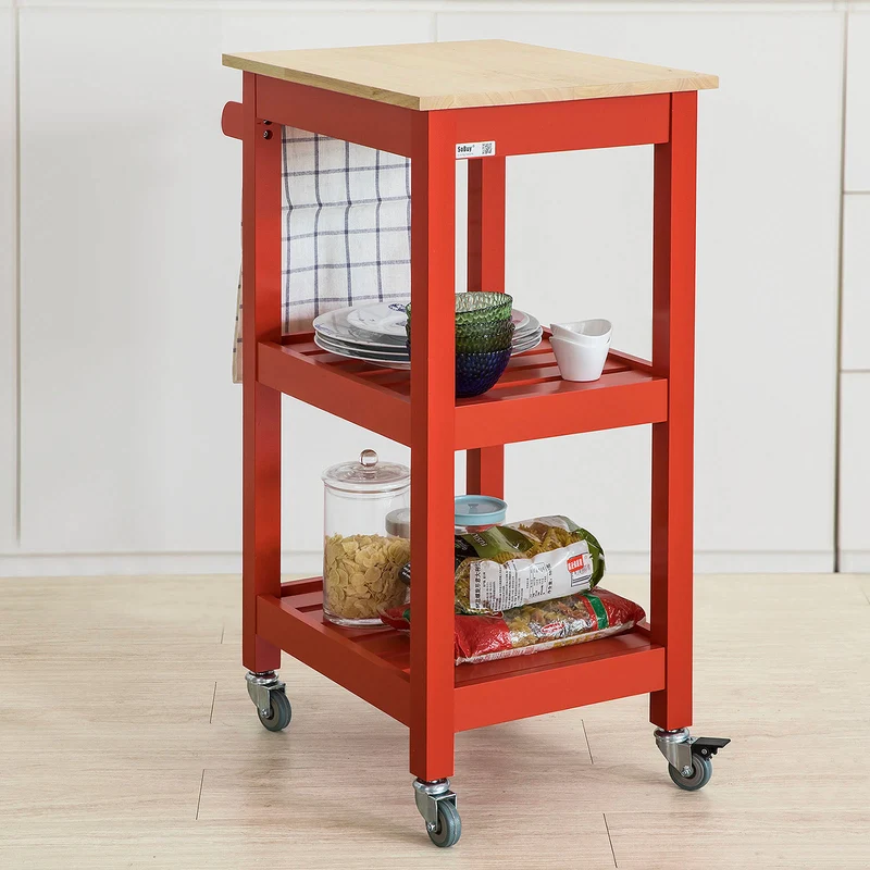 SoBuy FKW67-R Chariot de Service Desserte à roulettes Table Roulante Cuisine