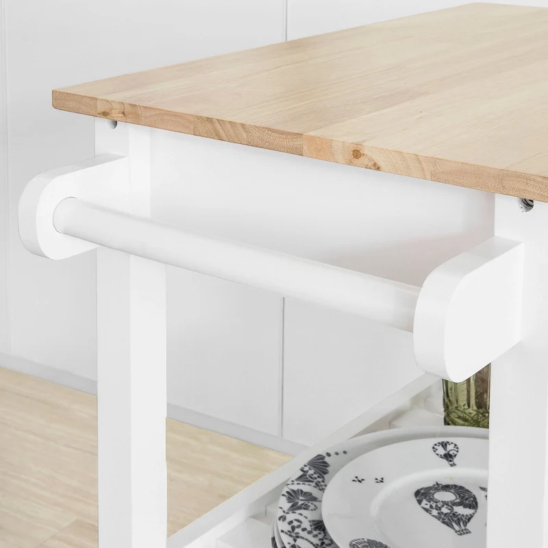 SoBuy FKW66-WN Chariot de Service Desserte à roulettes Table Roulante Cuisine avec 2 Étagères