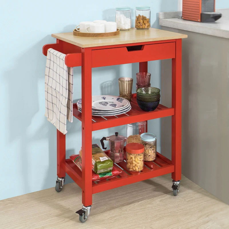 SoBuy FKW66-R Chariot de Service Desserte à roulettes Table Roulante Cuisine
