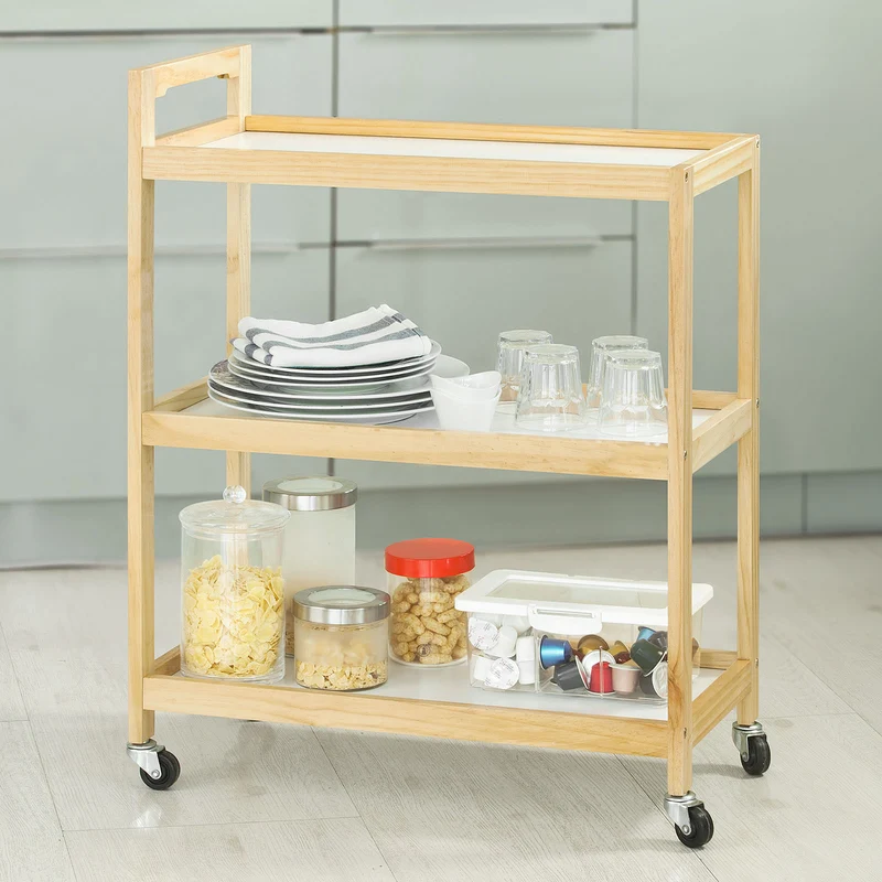 SoBuy FKW34-WN Chariot de service 3 tablettes Desserte de cuisine sur roulettes