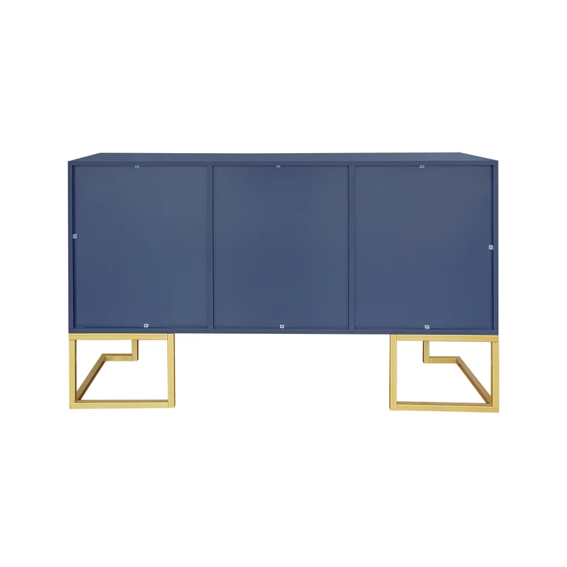Buffet haut avec 3 portes bleu marine motif de forme U H81/B138/T40 CRUUGREN BLUE