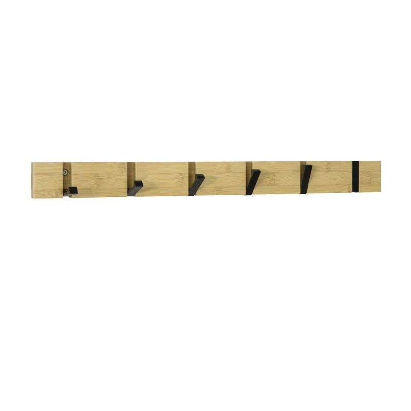SoBuy FHK15-N Étagère Murale Porte-Manteau Porte-Serviette Mural en bambou