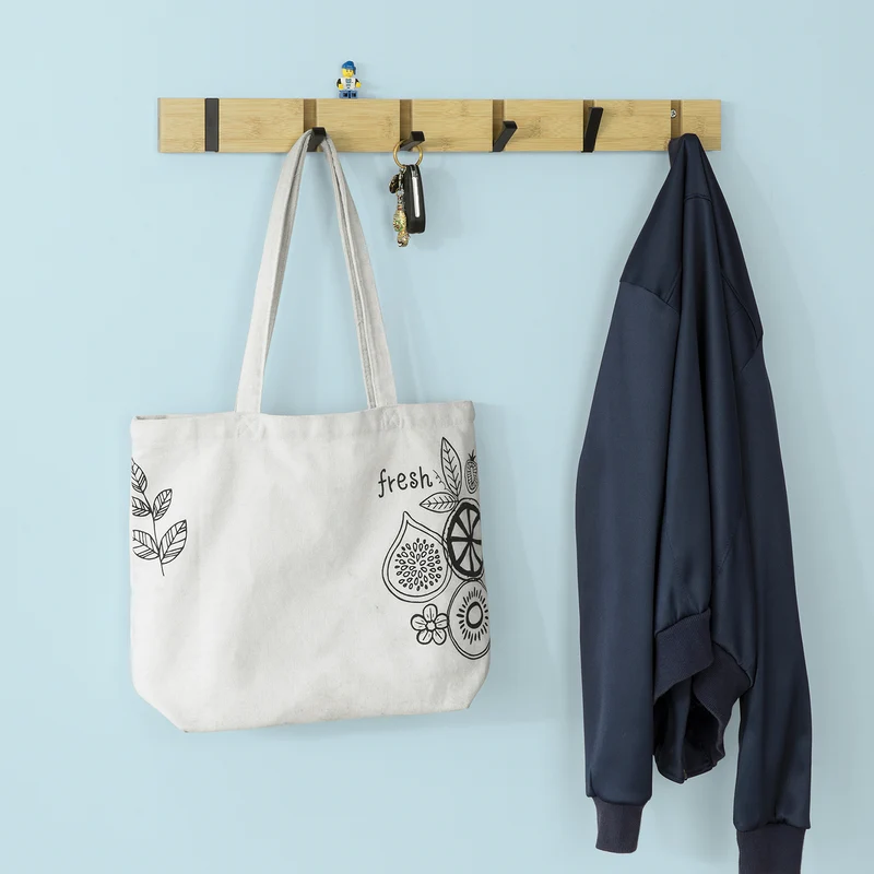 SoBuy FHK15-N Étagère Murale Porte-Manteau Porte-Serviette Mural en bambou