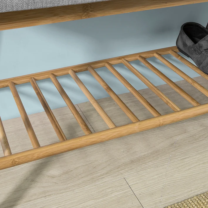SoBuy FSR24-K-HG Banc à Chaussures Design avec Assise et 1 Étage de Rangement pour Entrée – 91x34x45 cm, Gris