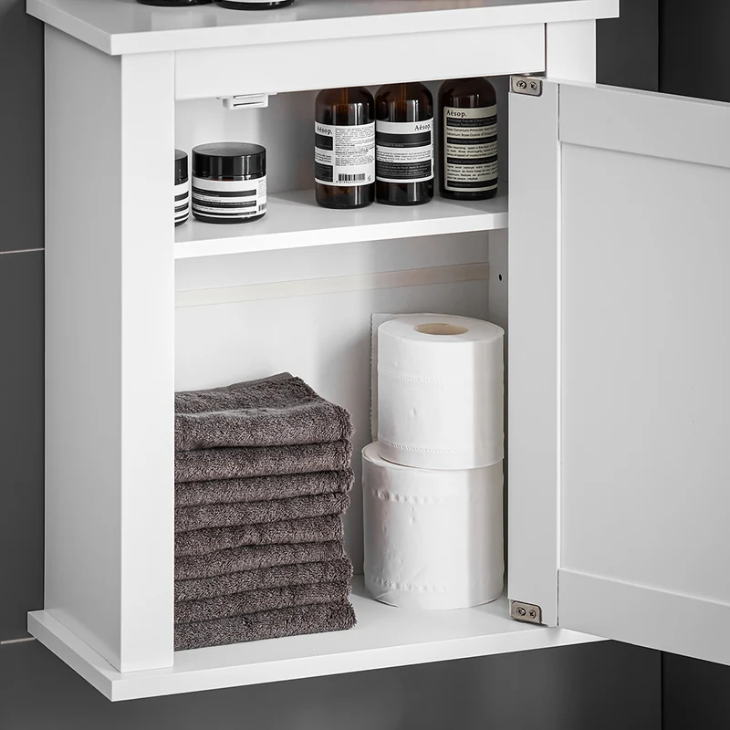 SoBuy FRG203-W Meuble Haut de Salle de Bain, 1 porte Placard Commode Meuble de Rangement