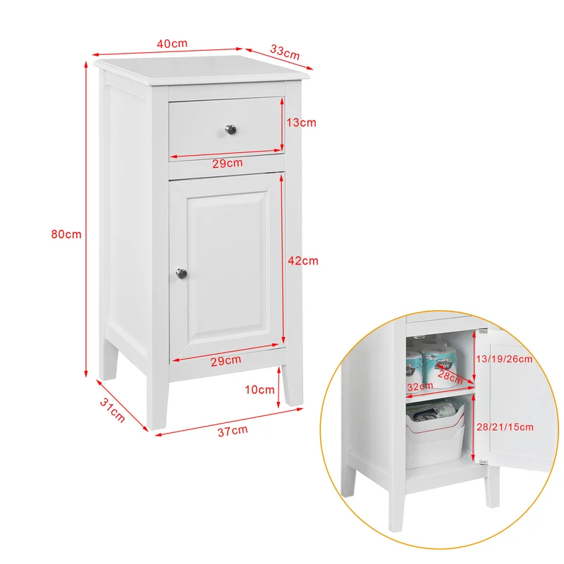 SoBuy FRG206-W Table d’appoint Meuble Bas de Salle de Bain Armoire Toilette