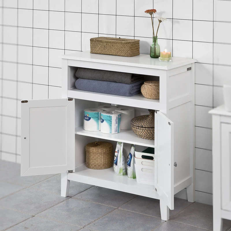 SoBuy FRG204-W Meuble Bas de Salle de Bain Armoire Toilette Buffet commode – Blanc