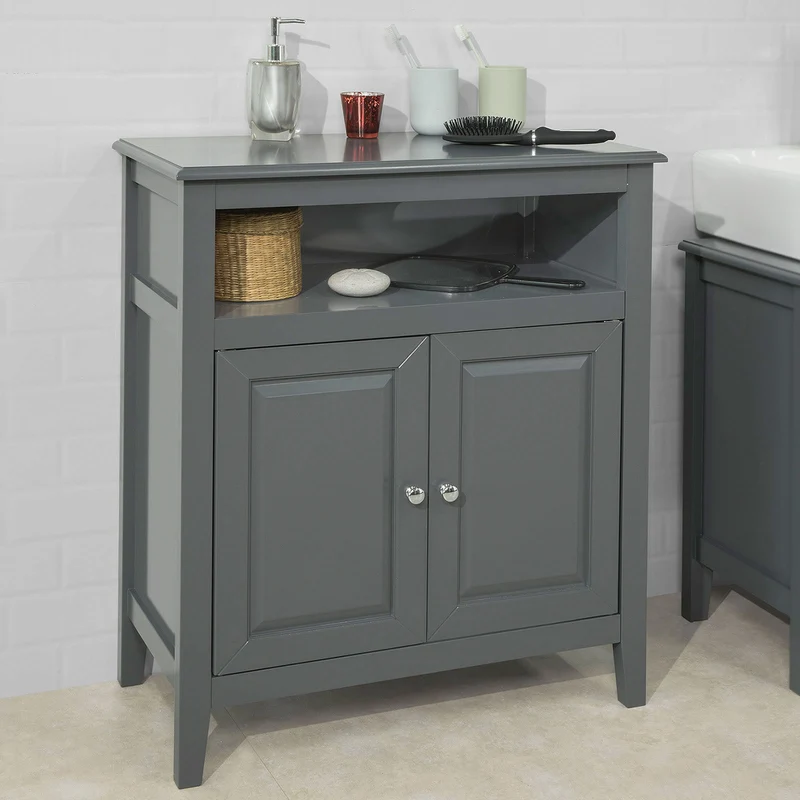 SoBuy FRG204-DG Meuble Bas de Salle de Bain Armoire Toilette Buffet Commode