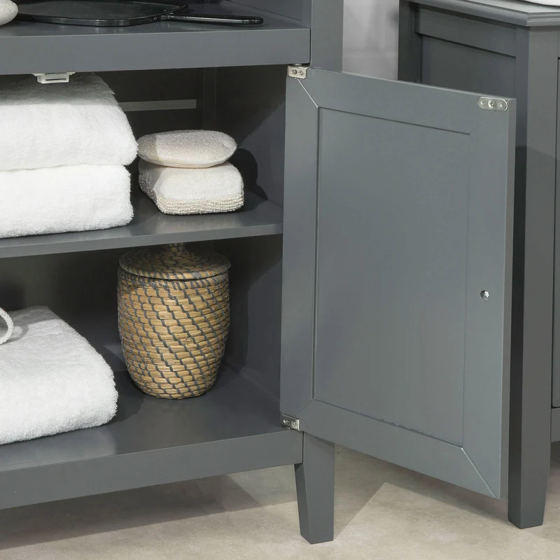 SoBuy FRG204-DG Meuble Bas de Salle de Bain Armoire Toilette Buffet Commode