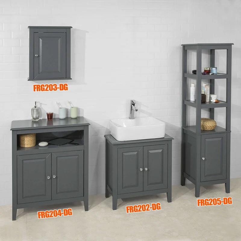 SoBuy FRG204-DG Meuble Bas de Salle de Bain Armoire Toilette Buffet Commode