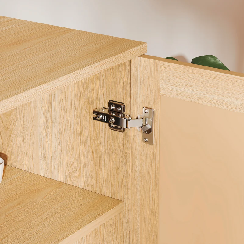 Buffet effet bois 2 portes en rotin clair 120x40x63cm CRESTORA