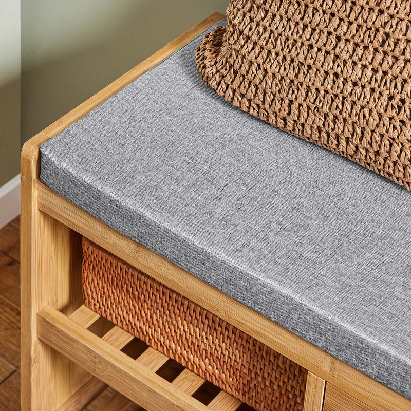 SoBuy FSR75-N Banc à Chaussures avec Tiroir et Assise, Étagère de Rangement pour Entrée Couloir – 91x34x45 cm, Naturel