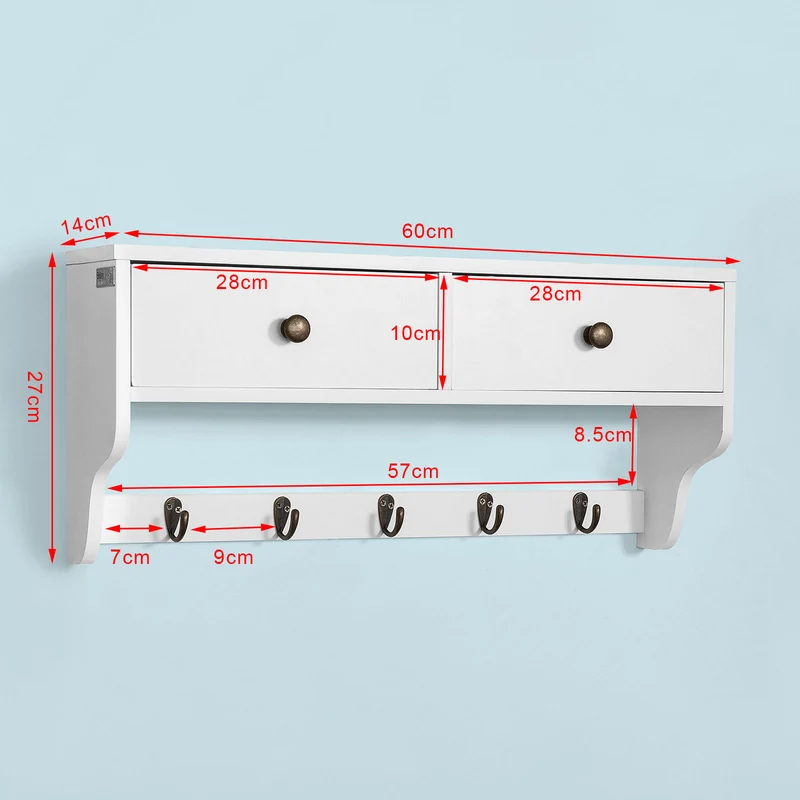 SoBuy FRG178-W Portemanteau Étagère murale