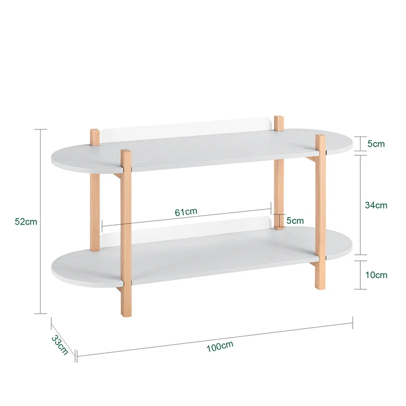 SoBuy HSTR01-HG Table d’Appoint avec 2 Niveaux, Rangement Optimisé, Design Fonctionnel, Usage Quotidien, Format Pratique – L100×P33×H52 cm, Bois, Gris