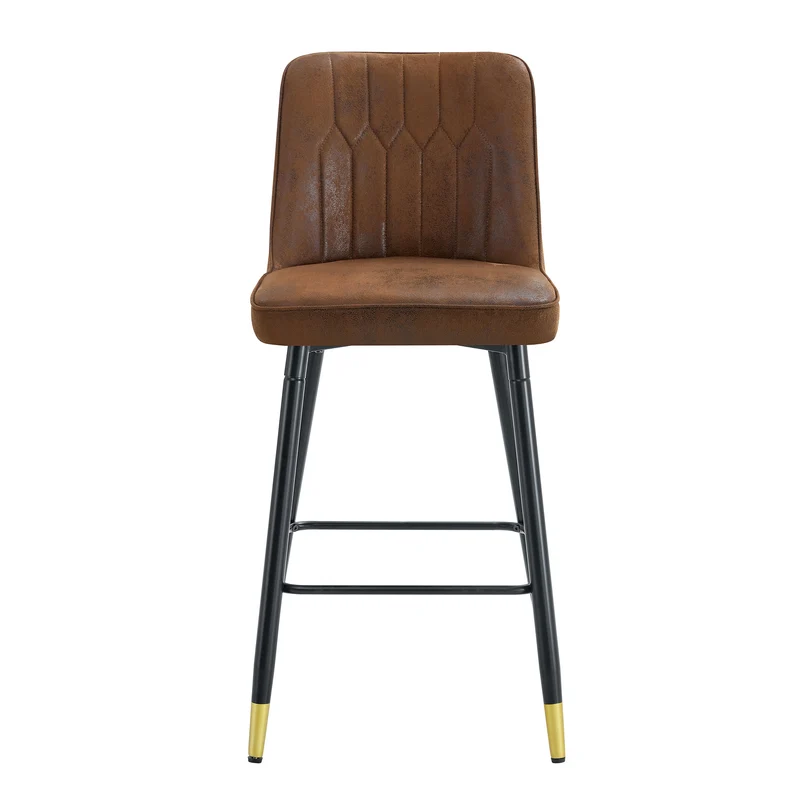 Ensemble de 2 tabourets de bar tissu marron, pied métal noir et repose pieds, hauteur d'asssie 68cm CLARITYLCA
