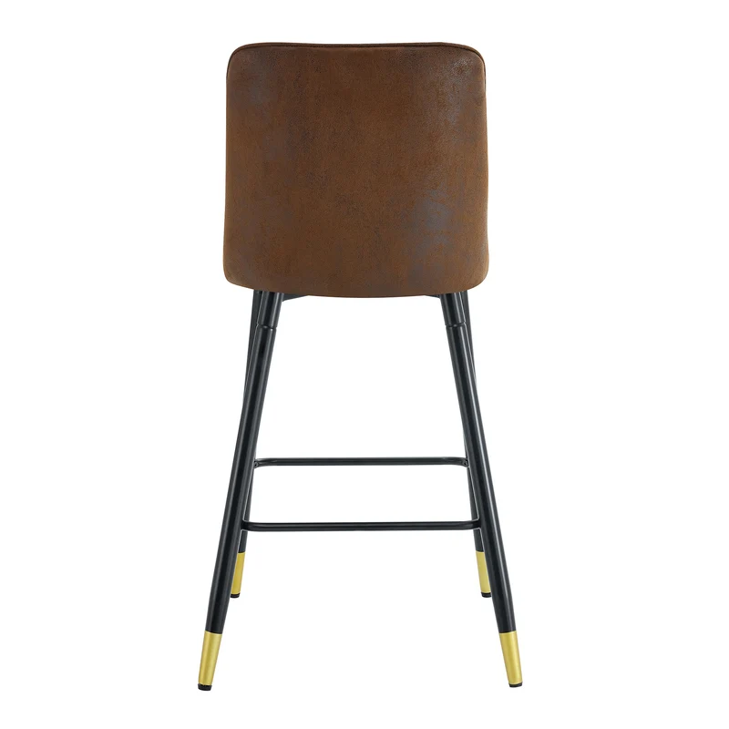 Ensemble de 2 tabourets de bar tissu marron, pied métal noir et repose pieds, hauteur d'asssie 68cm CLARITYLCA