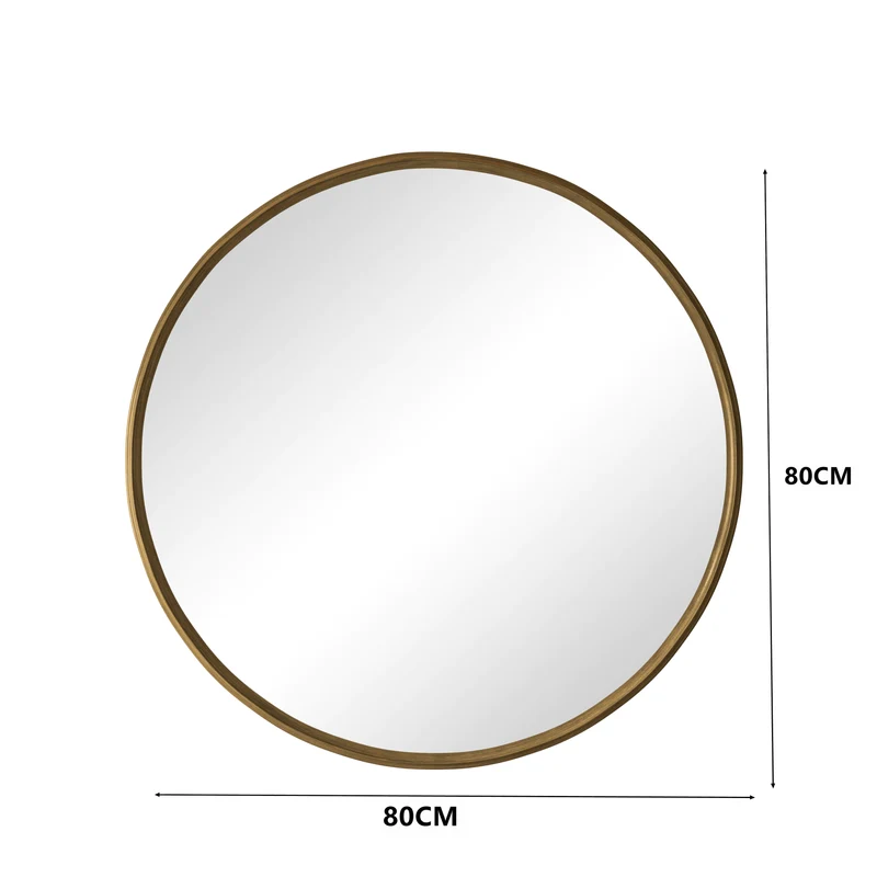 Miroir mural rond avec cadre en métal bronze - Ø 80 cm LUNARTHORN