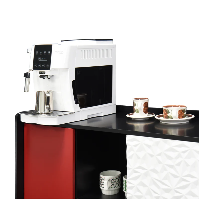 Buffet de rangement moderne noir rouge et blanc KHUTS