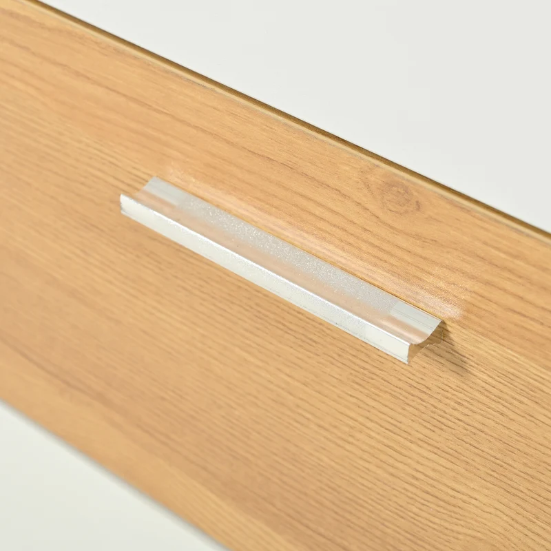 Buffet blanc et effet bois 2 portes 4 tiroirs avec éclairage LED 16 couleurs STUD