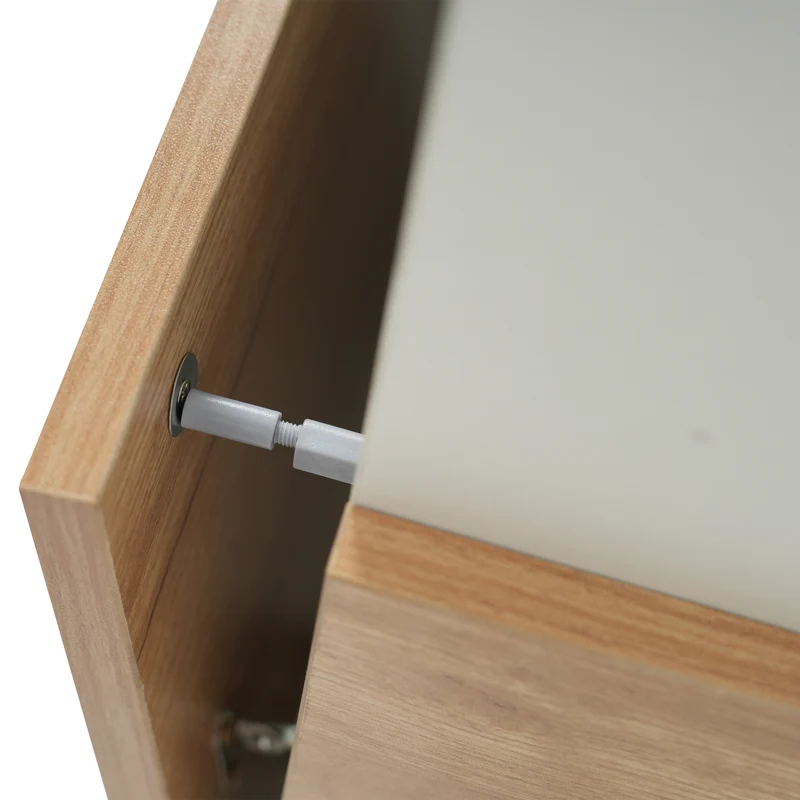 Buffet blanc brillant et effet bois 2 niches 2 tiroirs et 1 porte SHIELNIH