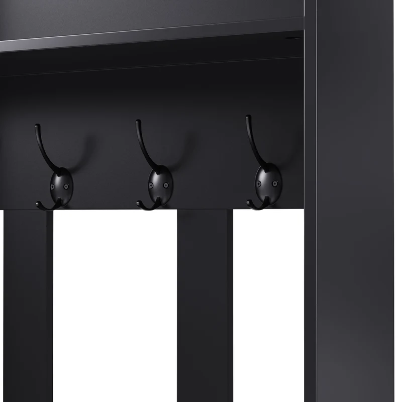 Vestiaire à l'entrée noir multifonction avec banc et rangements 100×180×35 cm BLISSUM