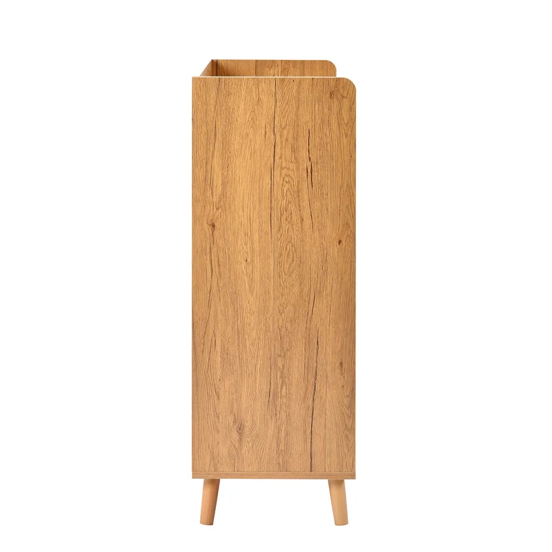 Meuble à chaussures blanc et effet bois 3 portes 1 tiroir 90x35x99 cm LUNALN