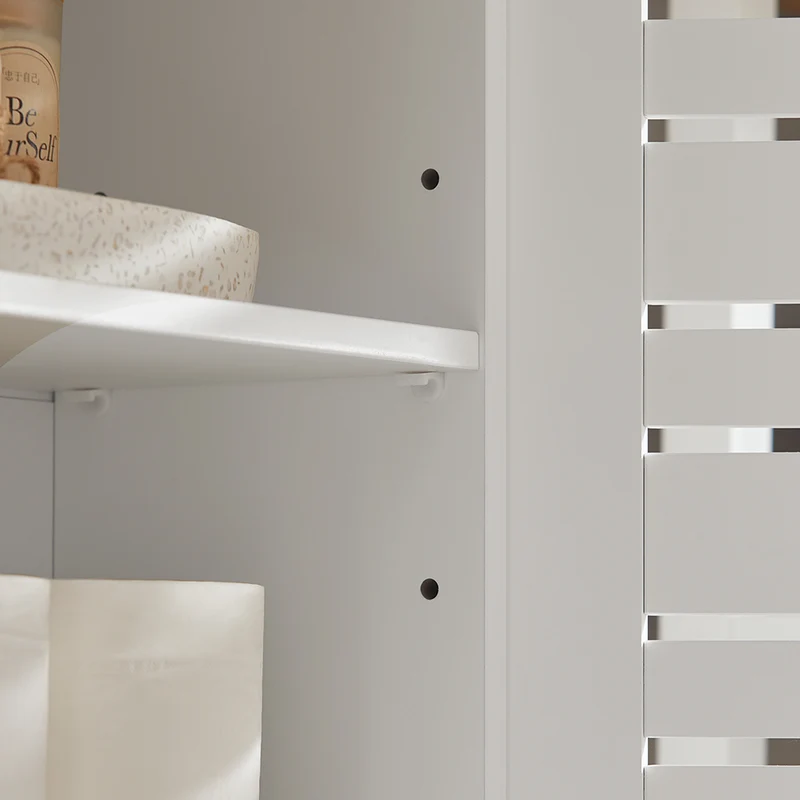 SoBuy BZR42-W Armoire Murale Salle de Bain avec Portes Persiennes et Étagères Réglables – 60×56×19 cm – Blanc