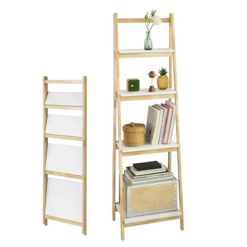 SoBuy FRG162-N Étagère Pliable Style échelle Étagère pour Salle de Bain, Bureau, Salon, etc. avec 4 Niveaux de Rangement