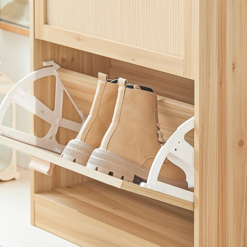 SoBuy FSR160-N Armoire à Chaussures 2 Abattants, Rangement pour Entrée Couloir – Naturel