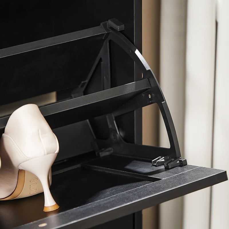 SoBuy FSR137-SCH Meuble à Chaussures à Abattants 2 Niveaux – Rangement Discret pour Entrée – 60x25x80 cm Noir