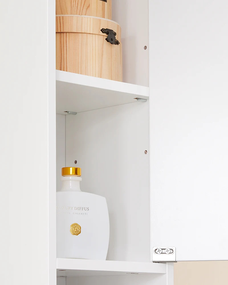 SoBuy BZR167-GW Colonne Salle de Bain avec 1 Tiroir, 2 Portes, 5 Compartiments Ouverts et Étagères Réglables, Gain de Place – L20×P20×H180 cm, Blanc Brillant