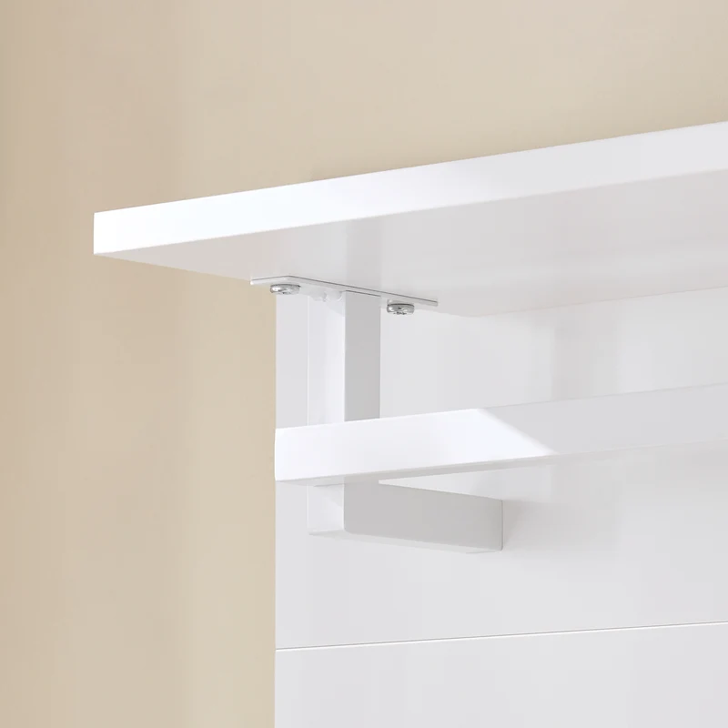SoBuy FHK36-W Porte-Manteau Mural avec Étagère et 4 Crochets – 100×20×70 cm, Charge 21 kg, MDF E1, Blanc