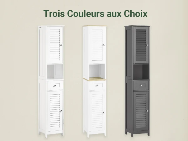 SoBuy FRG236-WN Meuble Colonne de Salle de Bain Armoire Haute Meuble de Rangement avec étagères réglables, 1 Tiroir et 2 Portes