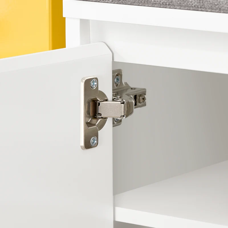 SoBuy FSR172-W Banc à Chaussures pour Enfants avec 2 Coussins Rembourrés, 2 Portes et 1 Tiroir, Charge 181 kg pour Entrée – 100x35x42 cm, Blanc