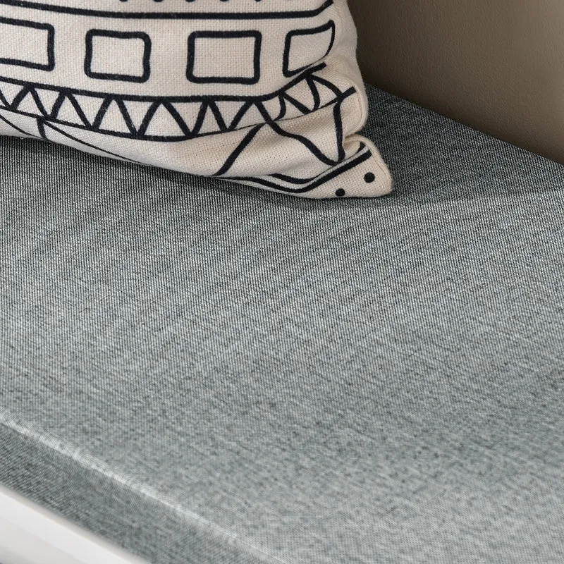 SoBuy FSR133-K-W Banc à Chaussures avec Coussin Rembourré, Porte de Grange Coulissante, 6 Compartiments Réglables, Charge 200 kg – 90x35x46 cm, Blanc