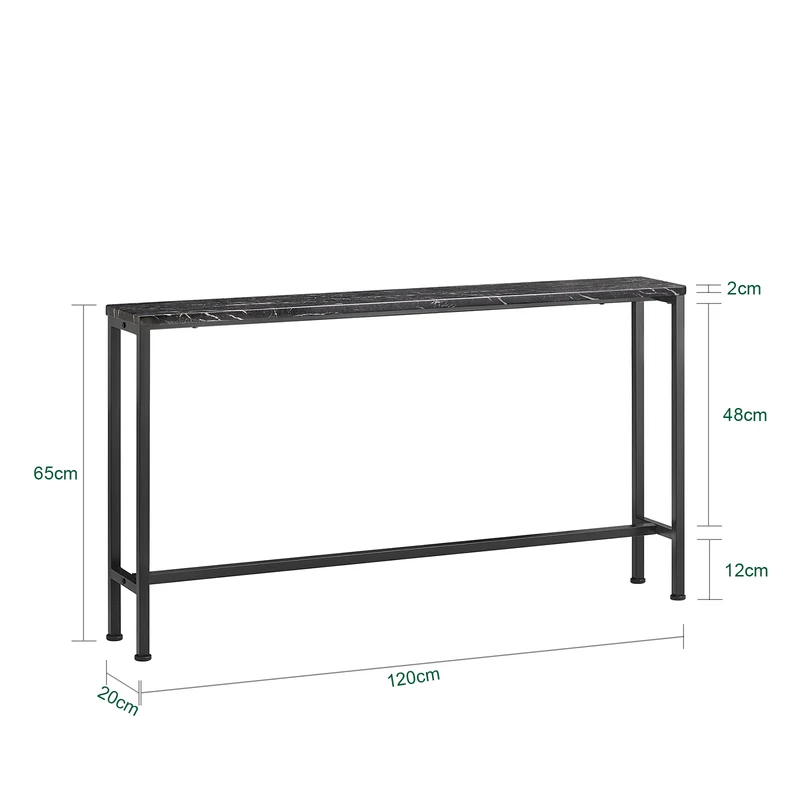SoBuy FSB19-SCH Console d’Entrée Design Fonctionnel et Gain de Place, Design Moderne, Style Industriel, pour Salon et Chambre – L120×P20×H65 cm, Métal, Noir