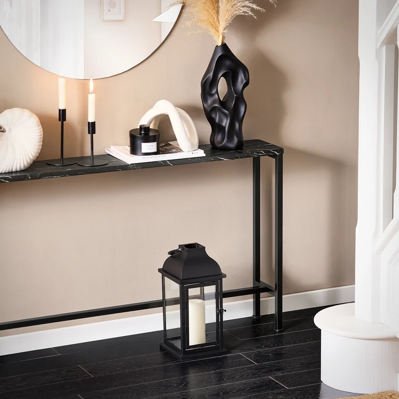 SoBuy FSB19-SCH Console d’Entrée Design Fonctionnel et Gain de Place, Design Moderne, Style Industriel, pour Salon et Chambre – L120×P20×H65 cm, Métal, Noir