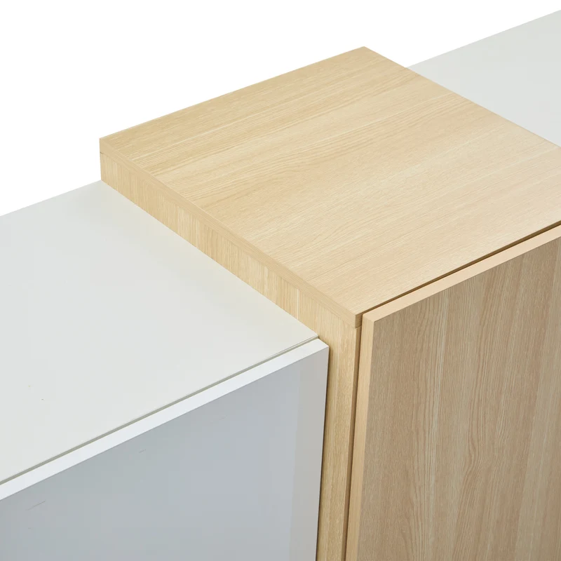 Buffet blanc brillant effet bois 4 tiroirs et 2 portes 140*35*81cm GREXEDS