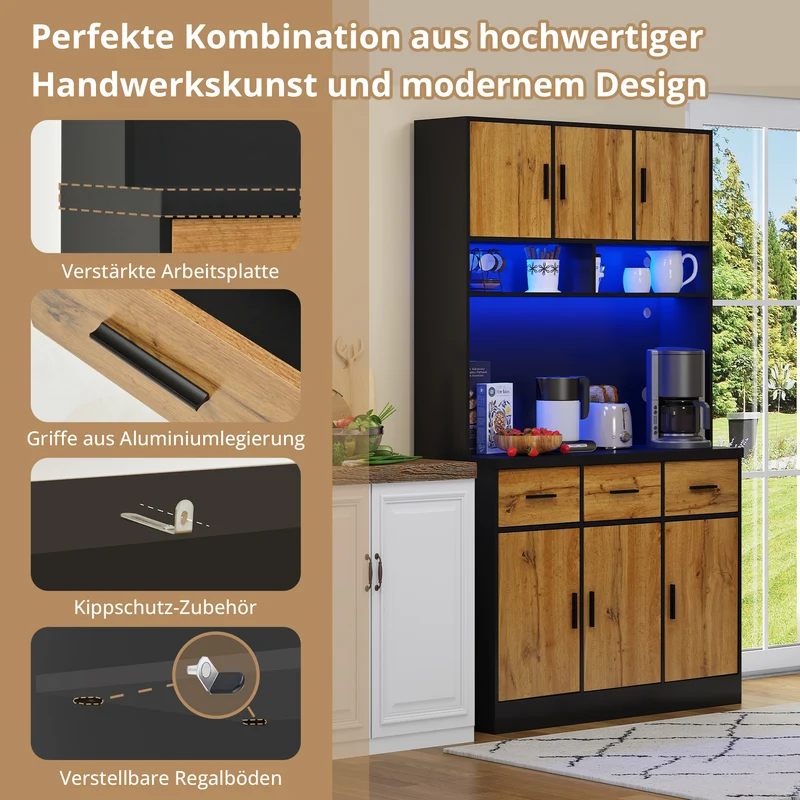 Buffet de cuisine avec éclairage LED et prises intégrées XOK