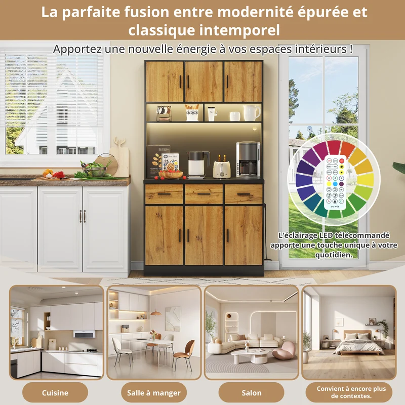Buffet de cuisine avec éclairage LED et prises intégrées XOK