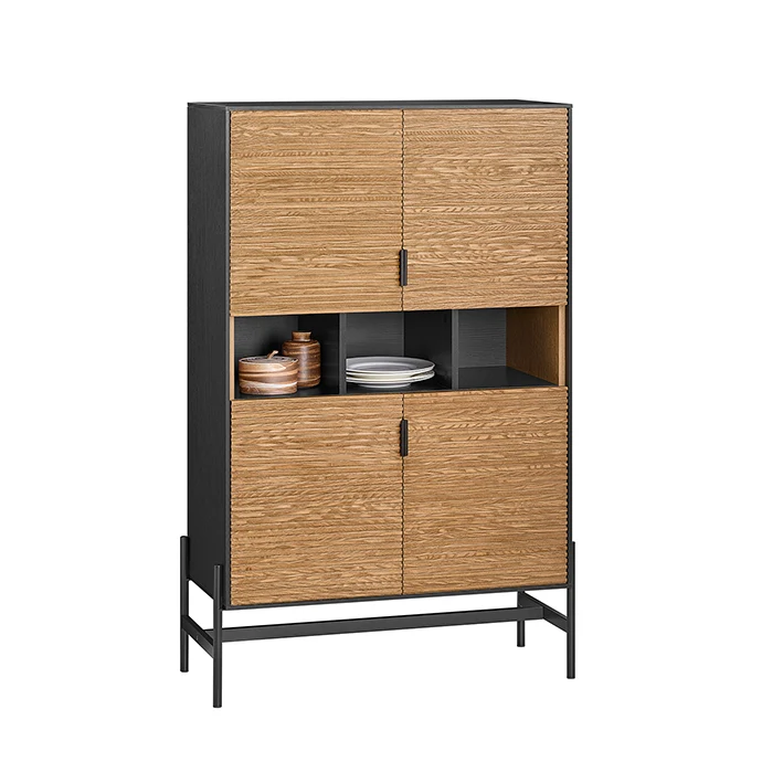SoBuy HFSB03-SCH Buffet de Cuisine, Armoire de Cuisine, Vaisselier Cuisine, avec 3 Compartiments Ouverts, 84 x 40 x 132 cm