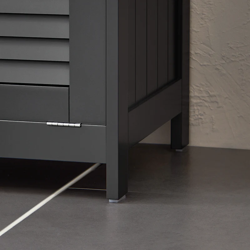 SoBuy BZR124-DG Meuble Colonne avec Panier à Linge – Armoire de Salle de Bain Rangement Étroit Étagère de Salle de Bain Petit Meuble WC Placard Gris 40x170x38 cm