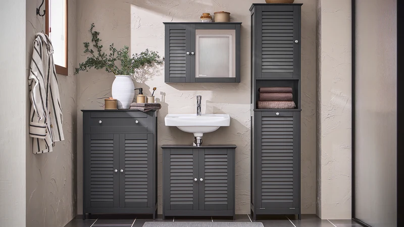 SoBuy BZR124-DG Meuble Colonne avec Panier à Linge – Armoire de Salle de Bain Rangement Étroit Étagère de Salle de Bain Petit Meuble WC Placard Gris 40x170x38 cm