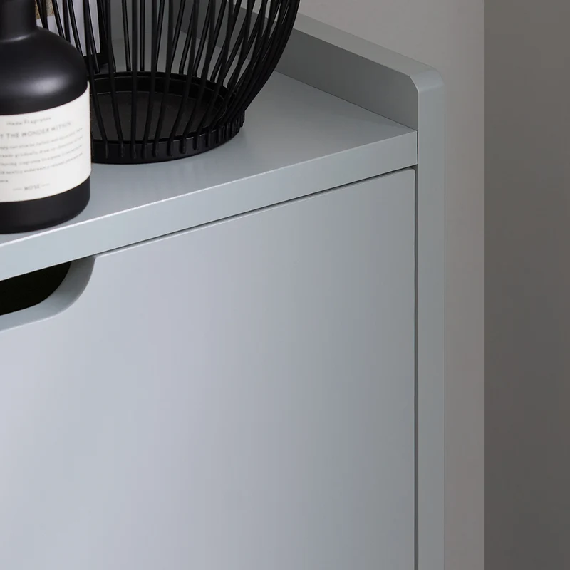 SoBuy FSR151-HG Armoire à Chaussures 2 Abattants Ultra-Slim 19cm, Rangement Compact pour Entrée Couloir – 50x19x91 cm, Gris