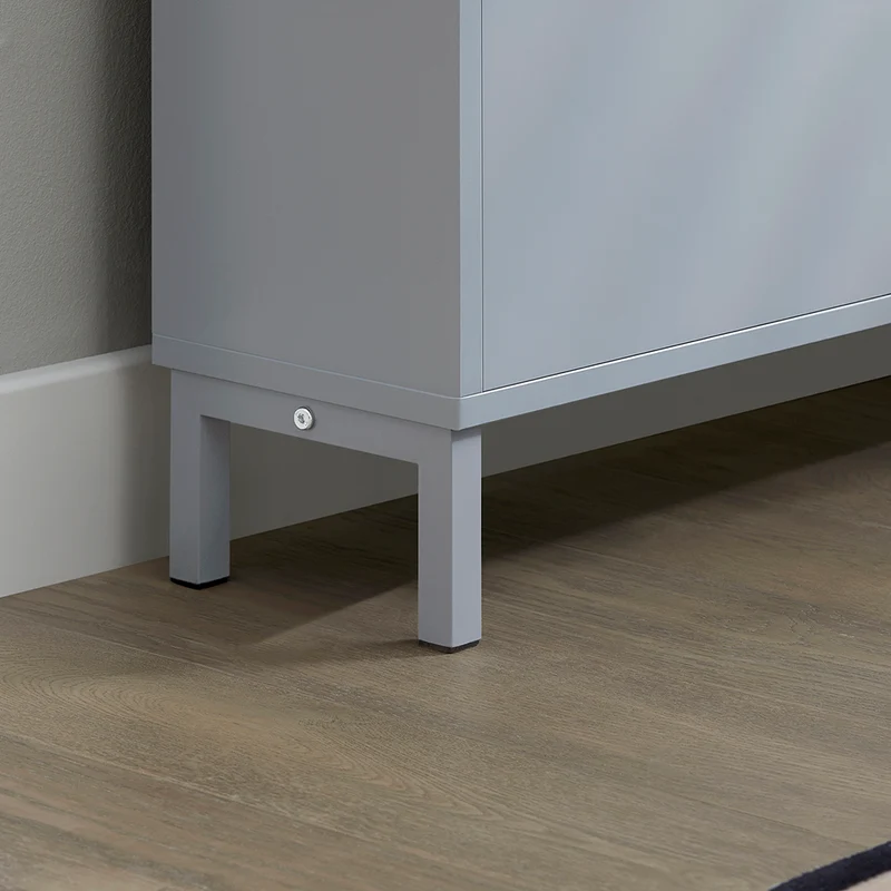 SoBuy FSR151-HG Armoire à Chaussures 2 Abattants Ultra-Slim 19cm, Rangement Compact pour Entrée Couloir – 50x19x91 cm, Gris