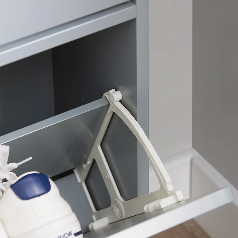 SoBuy FSR151-H-HG Armoire à Chaussures 3 Abattants Ultra-Slim 19cm, Rangement Compact pour Entrée Couloir – 50x19x129 cm, Gris