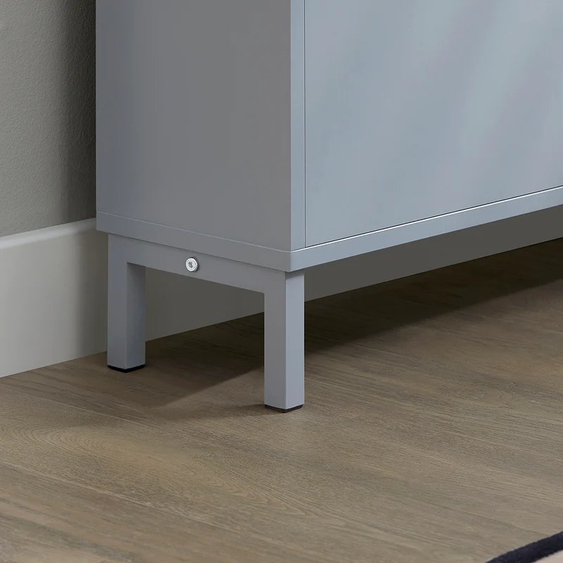 SoBuy FSR151-H-HG Armoire à Chaussures 3 Abattants Ultra-Slim 19cm, Rangement Compact pour Entrée Couloir – 50x19x129 cm, Gris